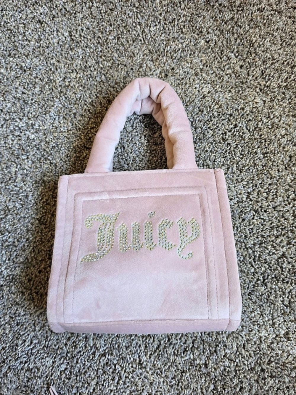 Juicy Couture Velour Mini Tote with Rhinestone Logo Pink